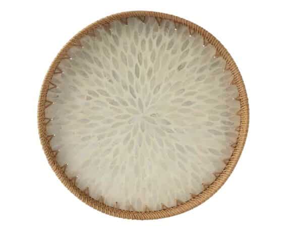 Vassoio Rotondo Naturale Bianco D38x4cm in Rattan – Kaemingk