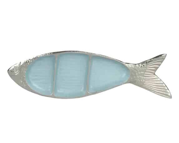 Vassoio a Forma di Pesce Blu 36×10,5×2,5cm in Alluminio – Kaemingk