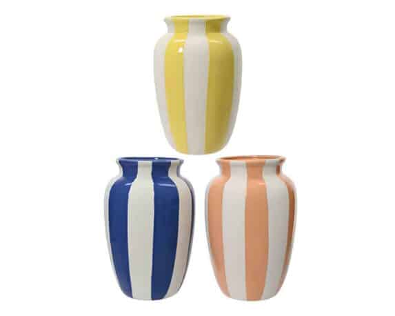 Vaso a Strisce Colori Assortiti D15x25cm in Porcellana – Kaemingk
