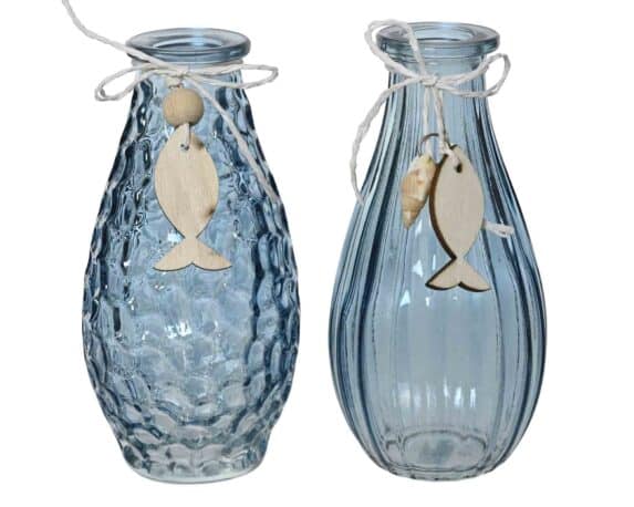 Vaso con Pesce Azzurro Assortito D6,5x14cm in Vetro – Kaemingk