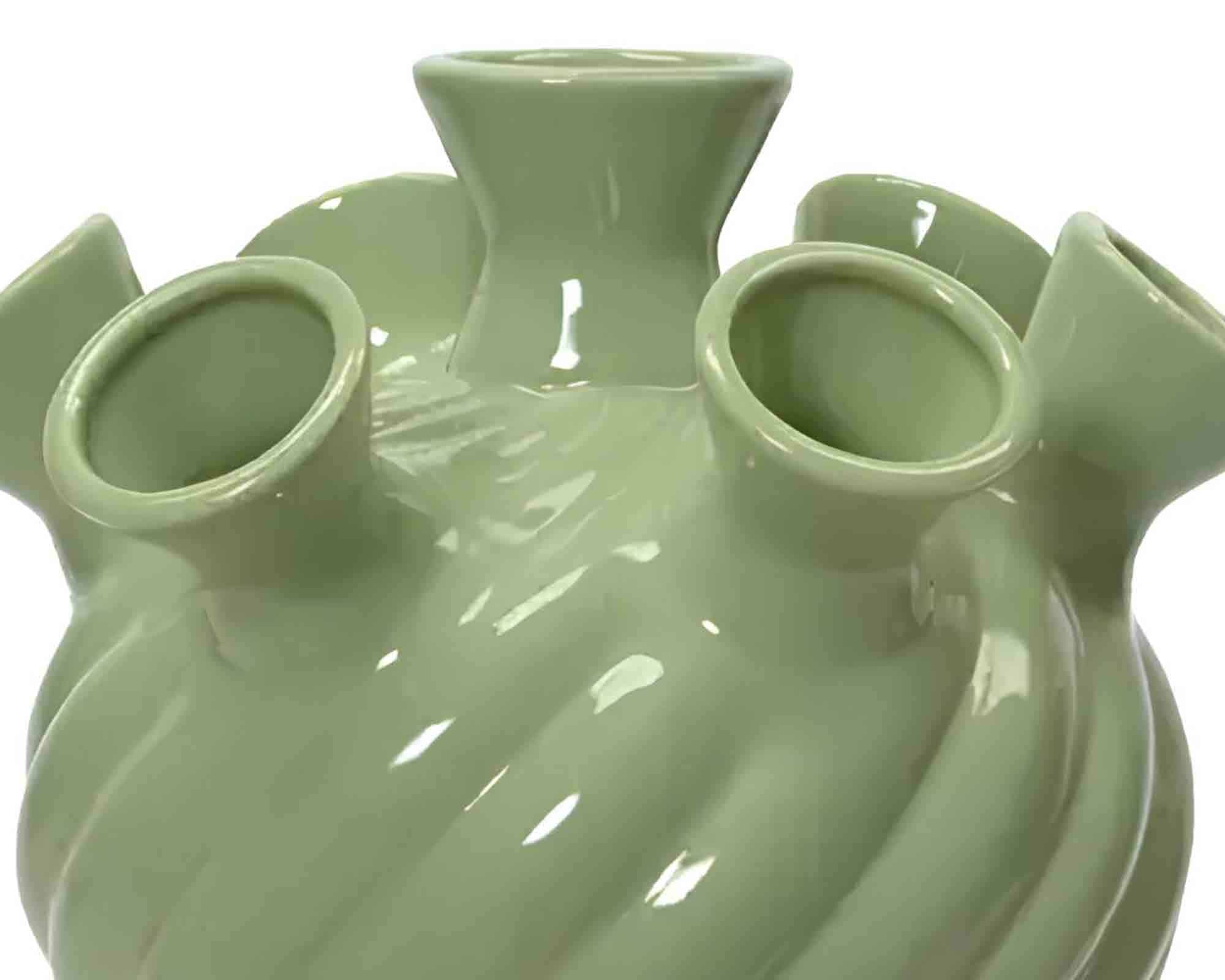 Vaso con 7 Fori Verde 21,5x18x26cm in Porcellana - Kaemingk - immagine 2