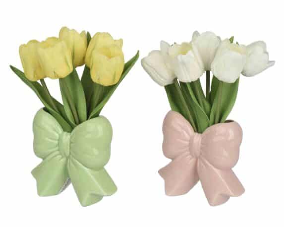 Vaso Decorativo con Tulipani Assortito D13x23cm in Dolomite – Kaemingk