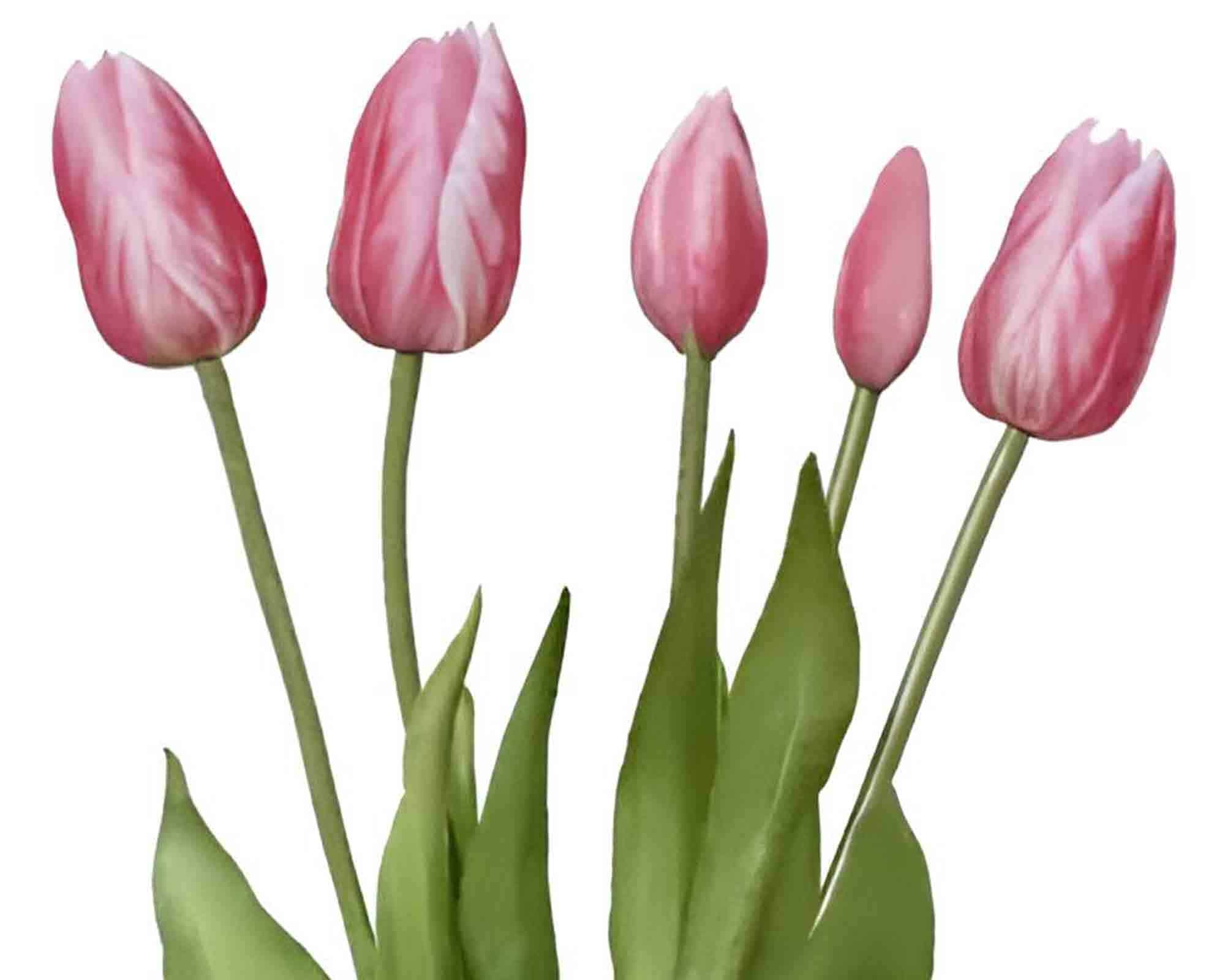 Mazzo di 5 Tulipani Rosa 15x15x40cm in Poliestere - Kaemingk - immagine 2