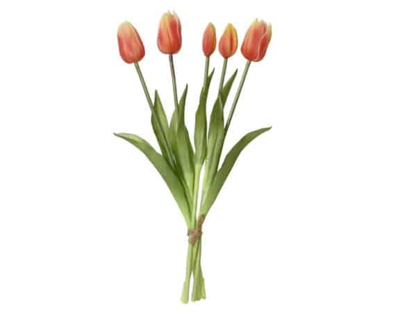Mazzo di 5 Tulipani Arancione 15x15x40cm in Poliestere – Kaemingk