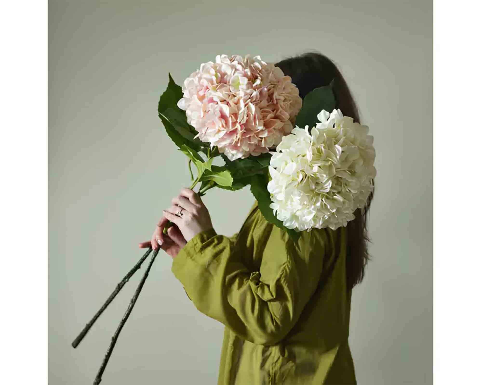 Stelo Ortensia Bianco XL D27x106cm in Poliestere - Kaemingk - immagine 3