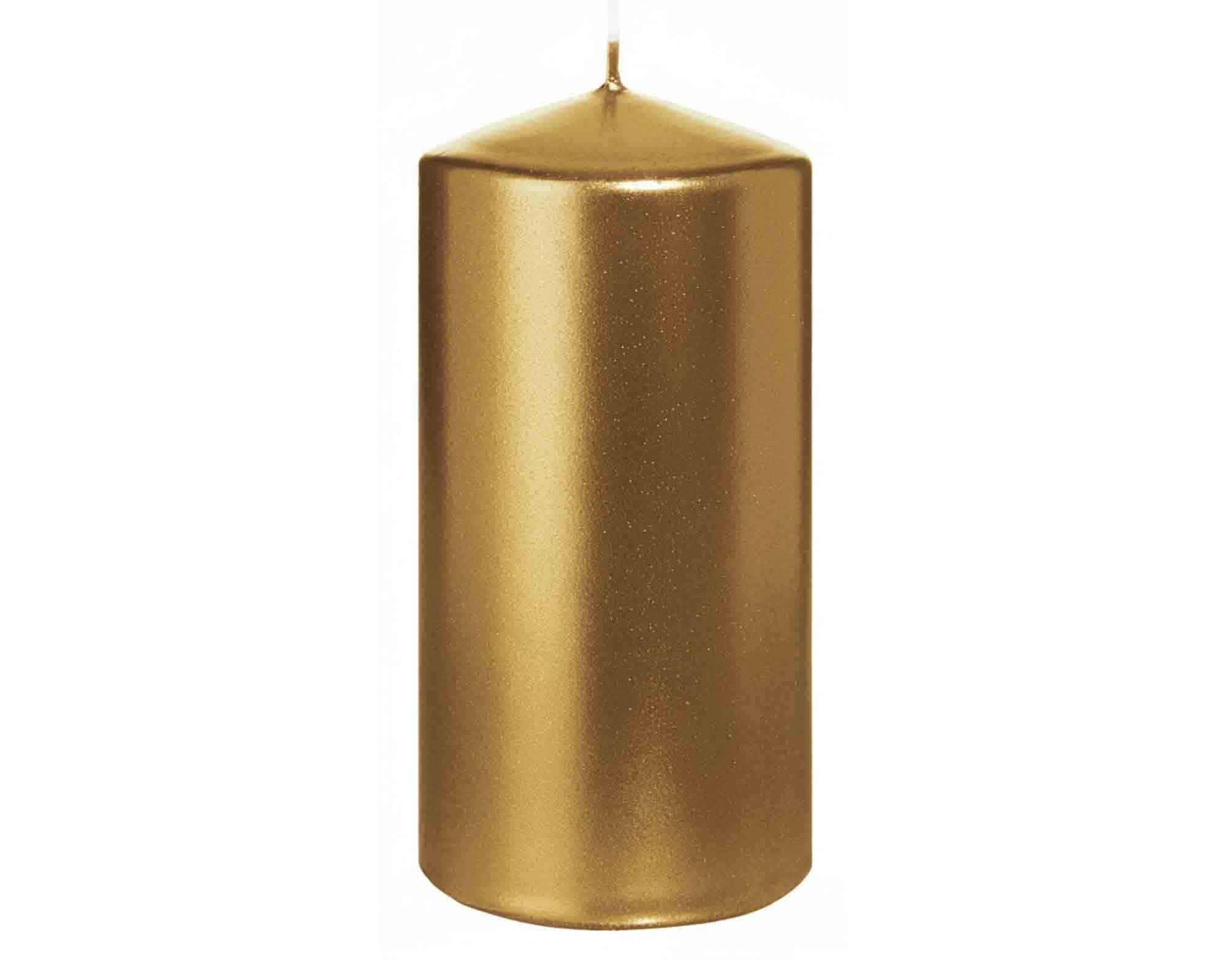 Candela a Testa Piatta Laccata con Cellofan Oro D6x12cm in Cera - Wiedemann