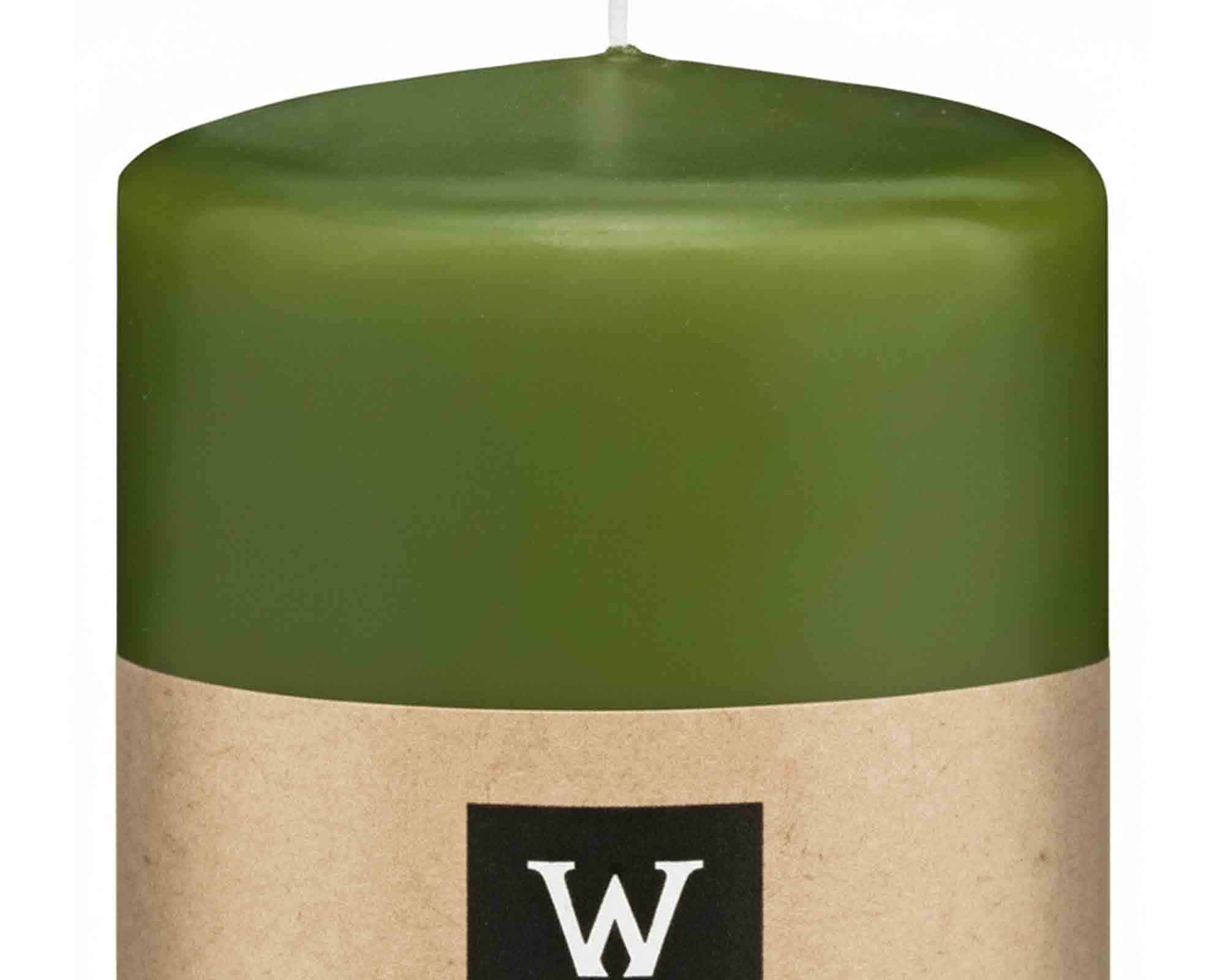 Candela a Testa Piatta a Immersione con Cellofan Oliva D6x8cm in Cera - Wiedemann - immagine 2