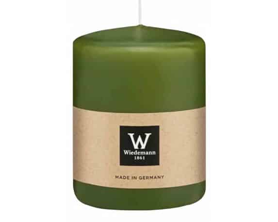 Candela a Testa Piatta a Immersione con Cellofan Oliva D6x8cm in Cera – Wiedemann