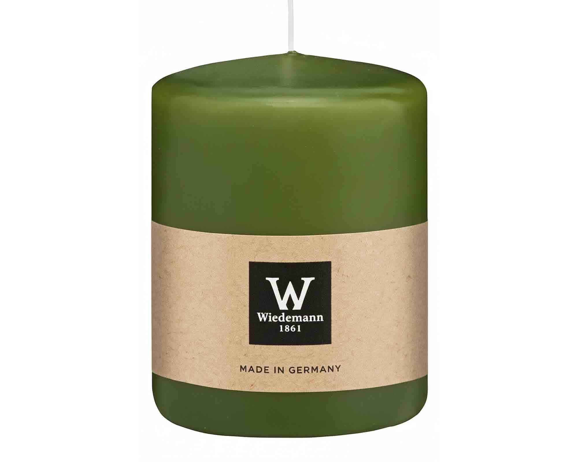 Candela a Testa Piatta a Immersione con Cellofan Oliva D6x8cm in Cera - Wiedemann