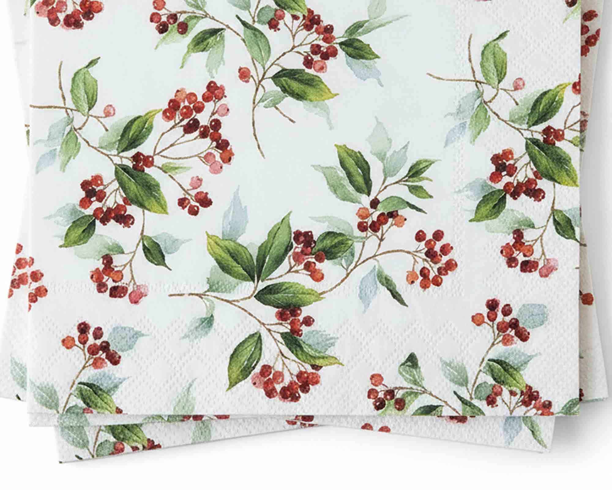 Tovaglioli Eleganti con Foliage Innevato 25x25cm in Carta - immagine 2