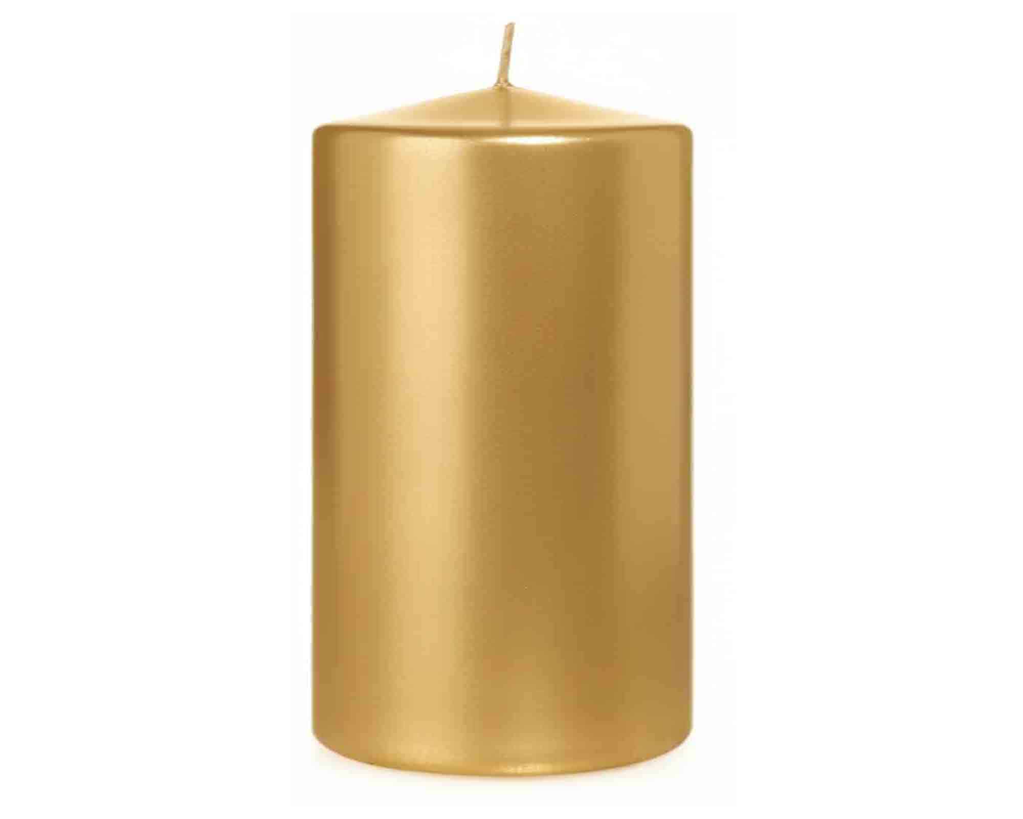 Candela a Testa Piatta Laccata con Cellofan Oro D6x10cm in Cera - Wiedemann