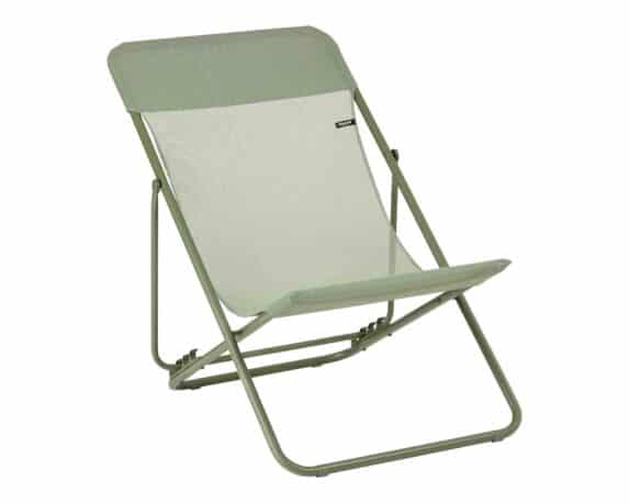 Sedia a Sdraio Pieghevole Multi-Posizione Maxi Transat Verde Moss in Acciaio e Poliestere – laFuma