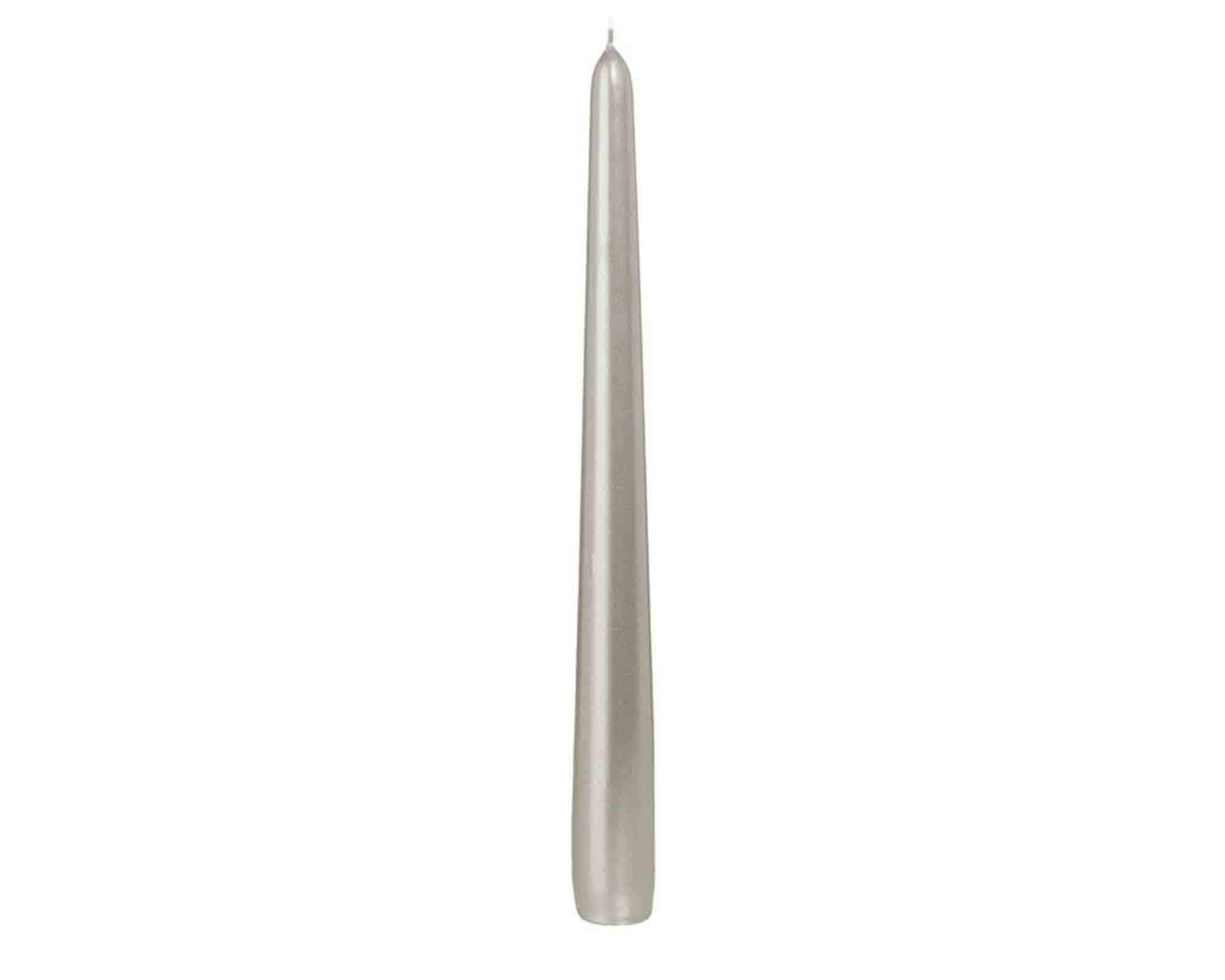 Candela Conica Laccata con Cellofan Argento D2,5x25cm in Cera - Wiedemann