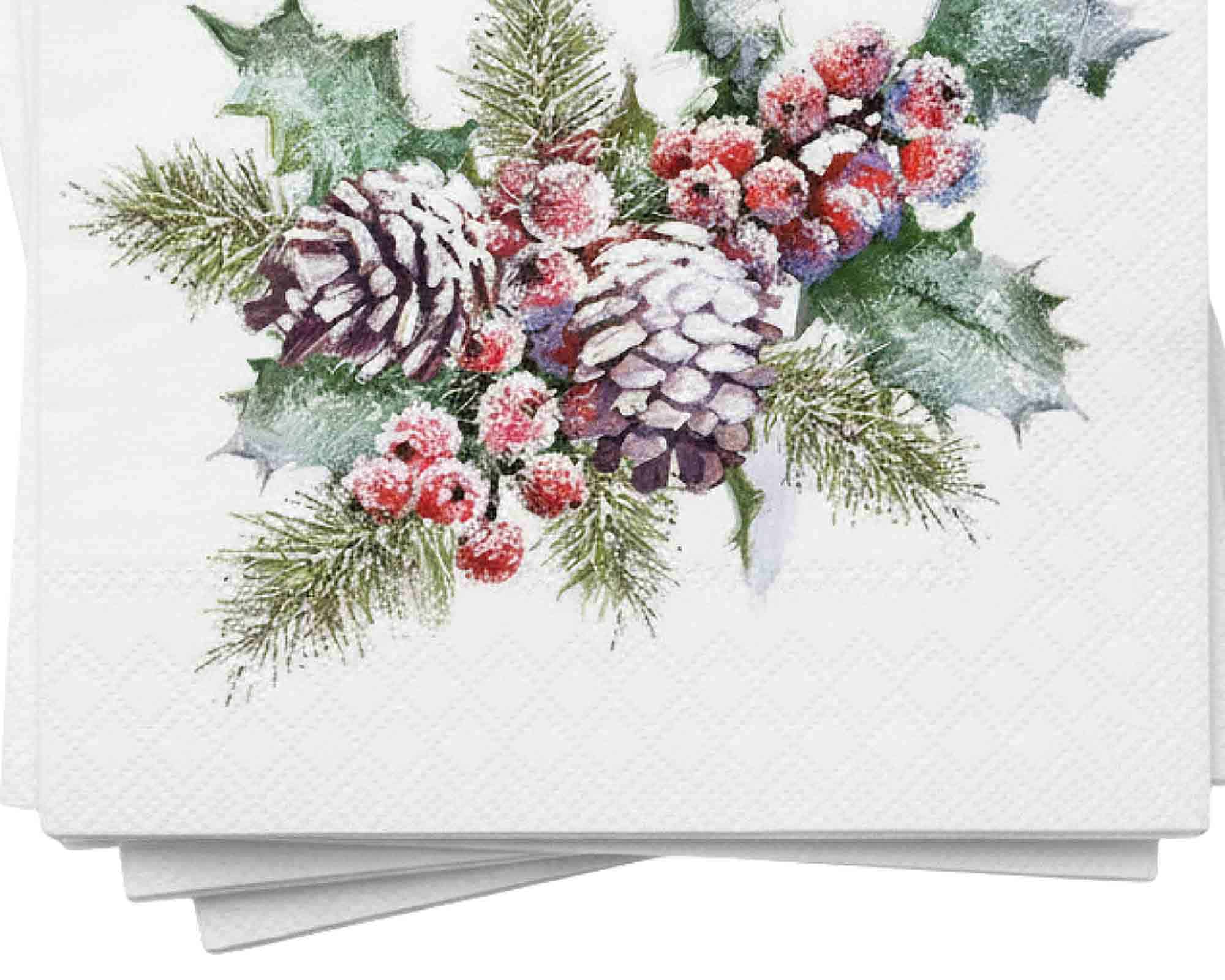 Tovaglioli con Agrifoglio 33x33cm in Carta - immagine 2