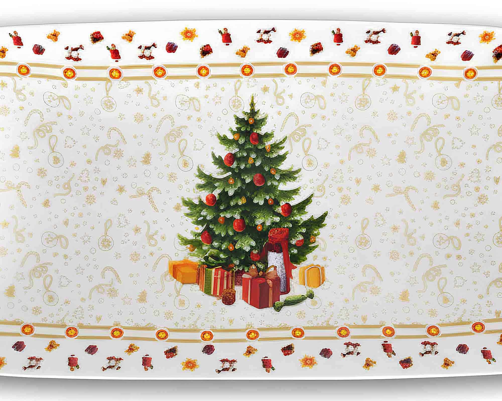 Vassoio Rettangolare Giallo con Albero di Natale 27x16x6,5cm in Porcellana - Arca - immagine 3