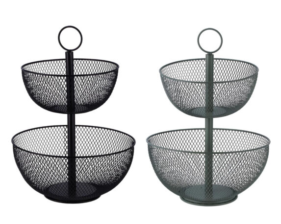 Alzata con 2 Cestini Assortito D31x41cm in Ferro