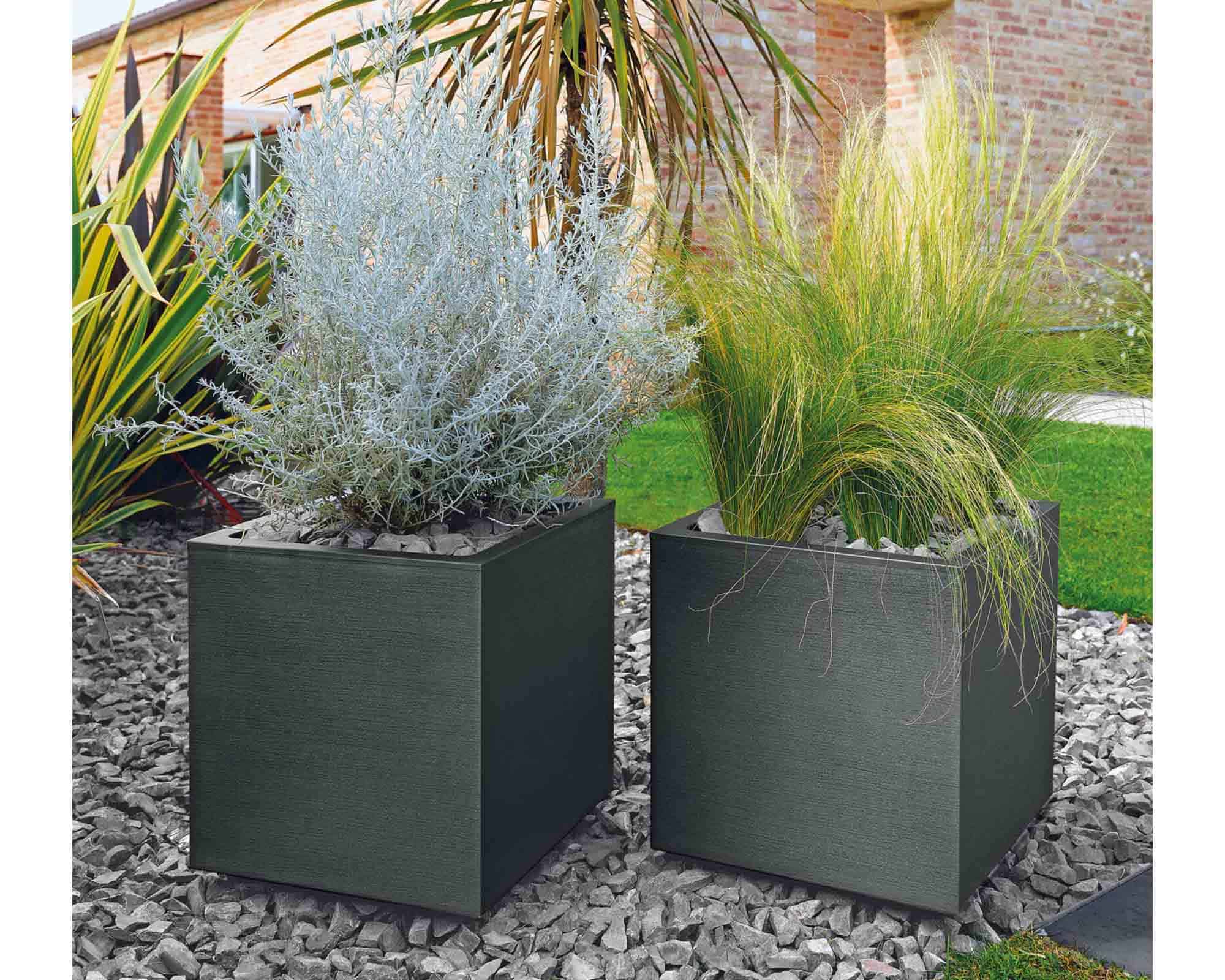 vaso Cubo Matheria Bianco 40cm in Plastica - Veca - immagine 3