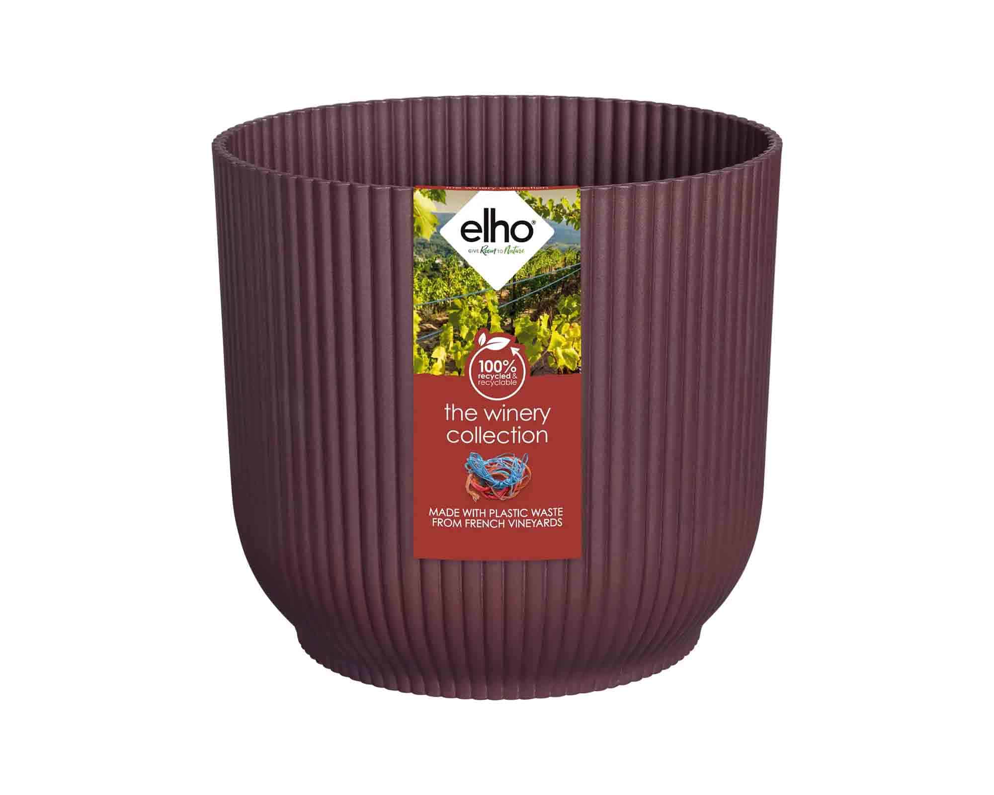 Cachepot Tondo Winery Rosso Bordeaux D16x15cm in Plastica Riciclato - Elho - immagine 2