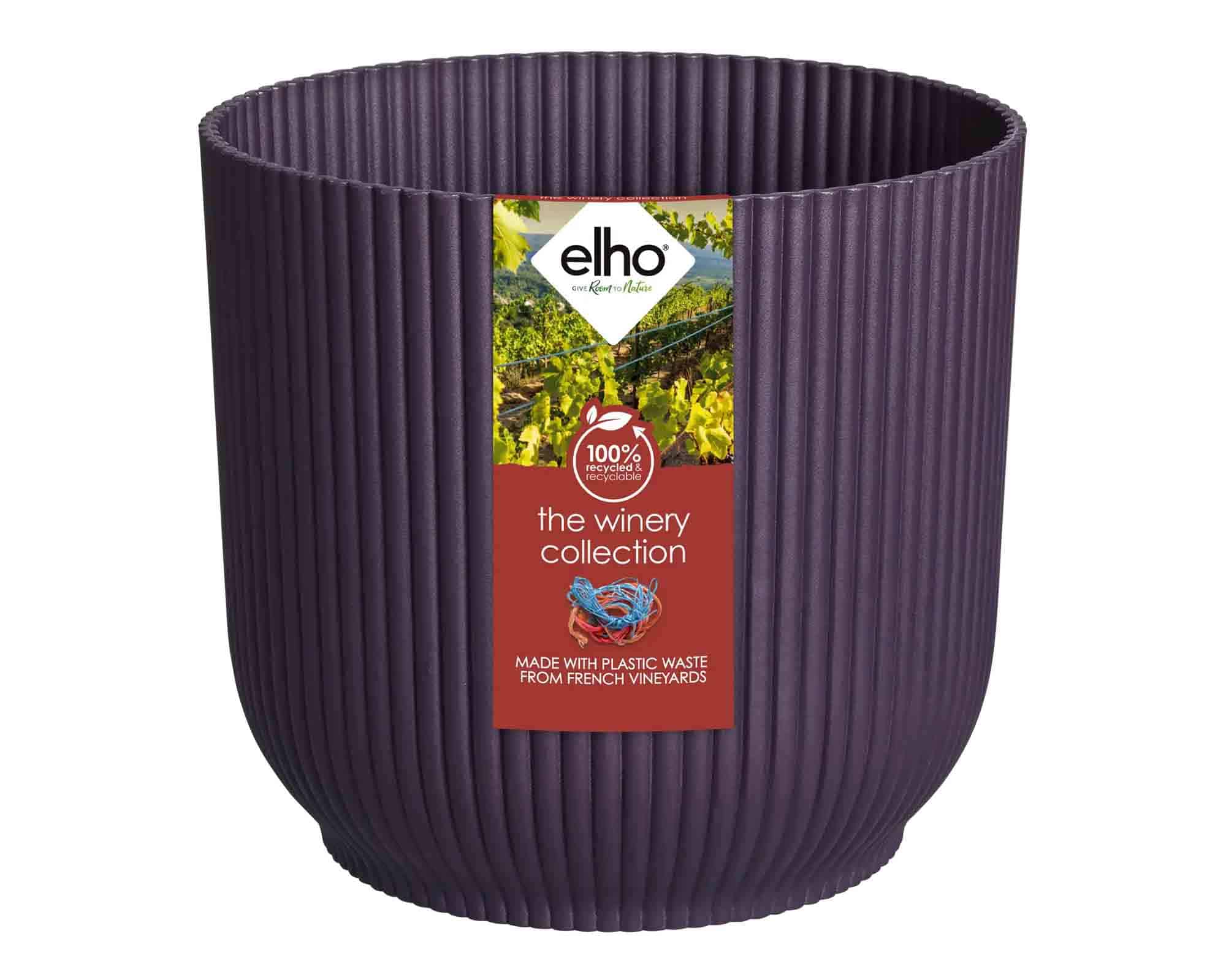 Cachepot Tondo Winery Porpora Scuro D18x17cm in Plastica Riciclato - Elho - immagine 2