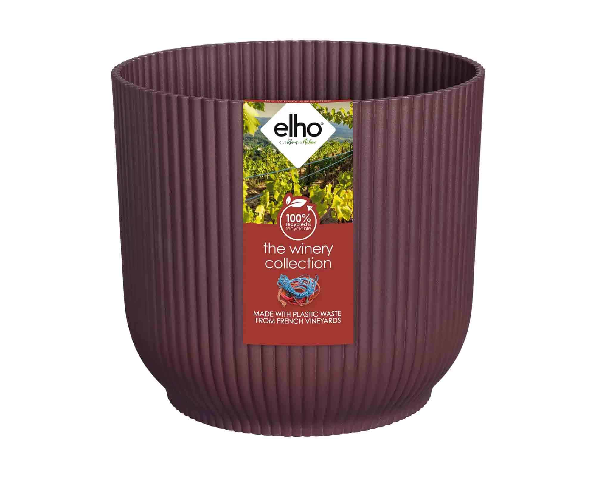 Cachepot Tondo Winery Rosso Bordeaux D18x17cm in Plastica Riciclato - Elho - immagine 2