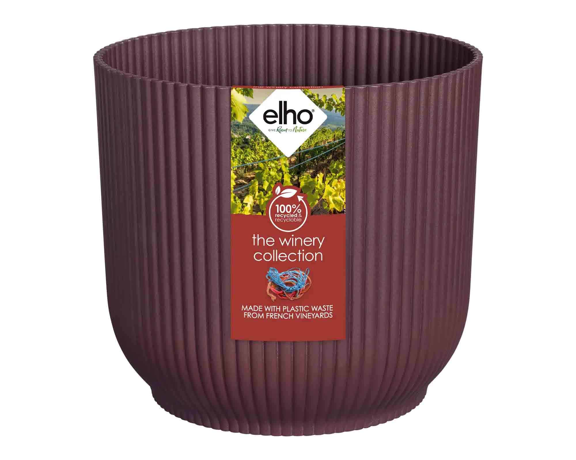 Cachepot Tondo Winery Rosso Bordeaux D22x20cm in Plastica Riciclato - Elho - immagine 2