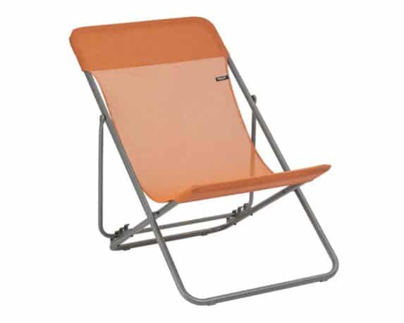 Sedia a Sdraio Pieghevole Multi-Posizione Maxi Transat Arancione Clementina in Acciaio e Poliestere – laFuma