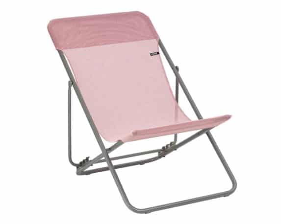 Sedia a Sdraio Pieghevole Multi-Posizione Maxi Transat Rosa Cerisier in Acciaio e Poliestere – laFuma