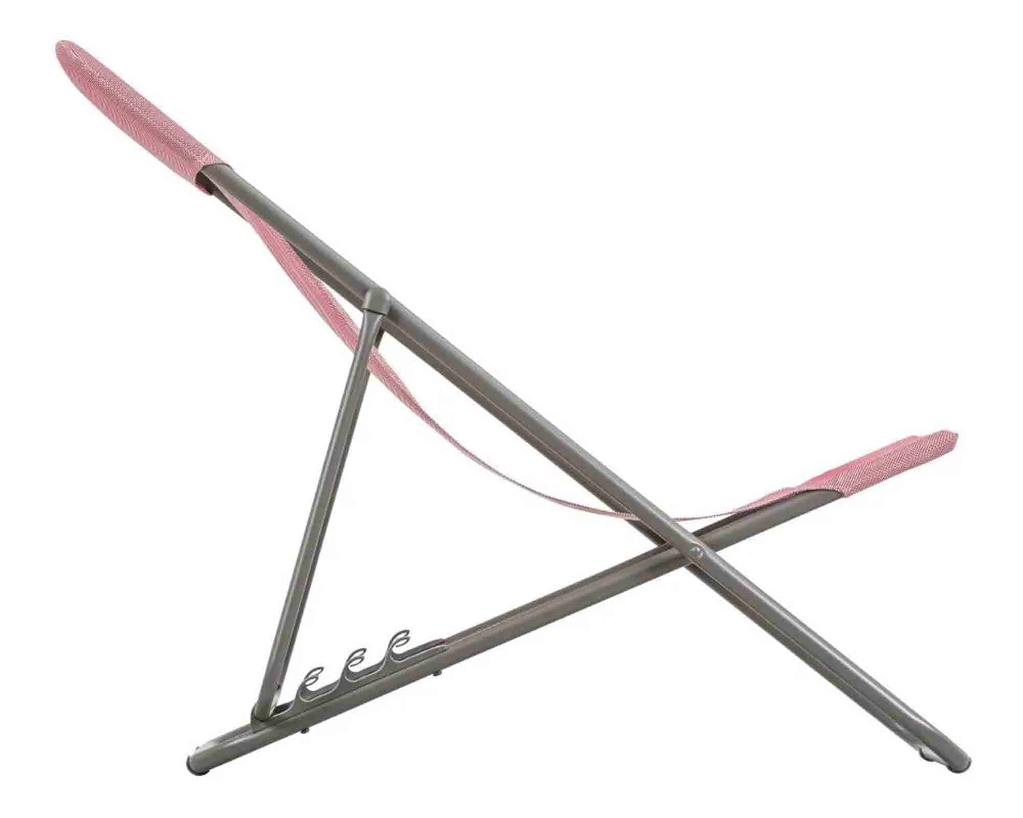 Sedia a Sdraio Pieghevole Multi-Posizione Maxi Transat Rosa Cerisier in Acciaio e Poliestere - laFuma - immagine 3