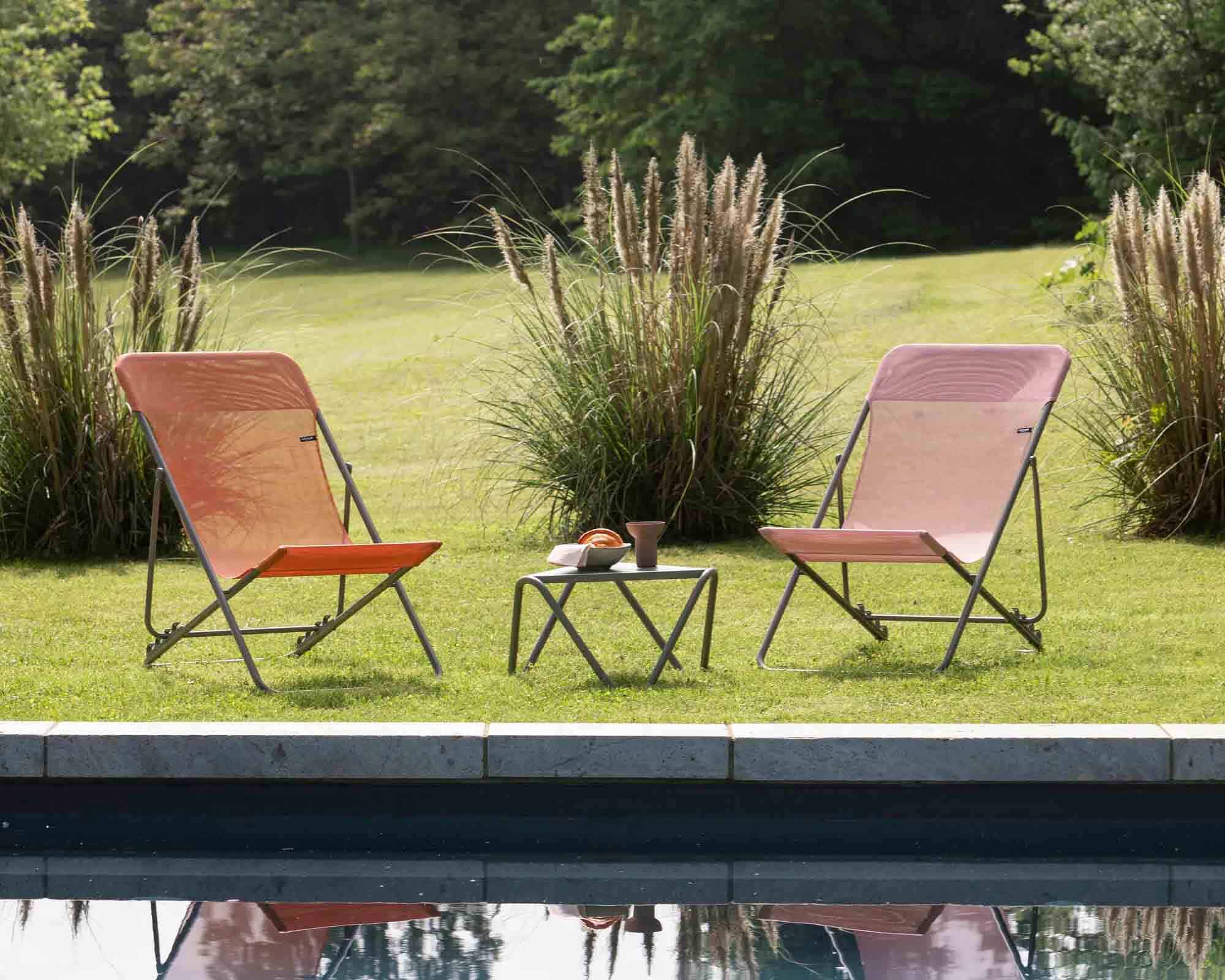 Sedia a Sdraio Pieghevole Multi-Posizione Maxi Transat Rosa Cerisier in Acciaio e Poliestere - laFuma - immagine 6