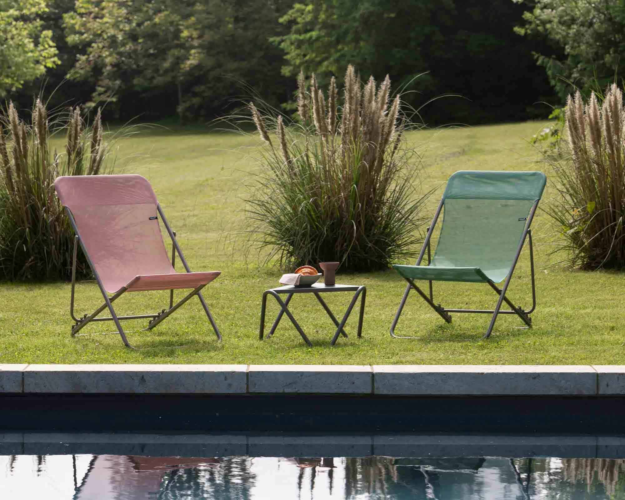 Sedia a Sdraio Pieghevole Multi-Posizione Maxi Transat Rosa Cerisier in Acciaio e Poliestere - laFuma - immagine 7