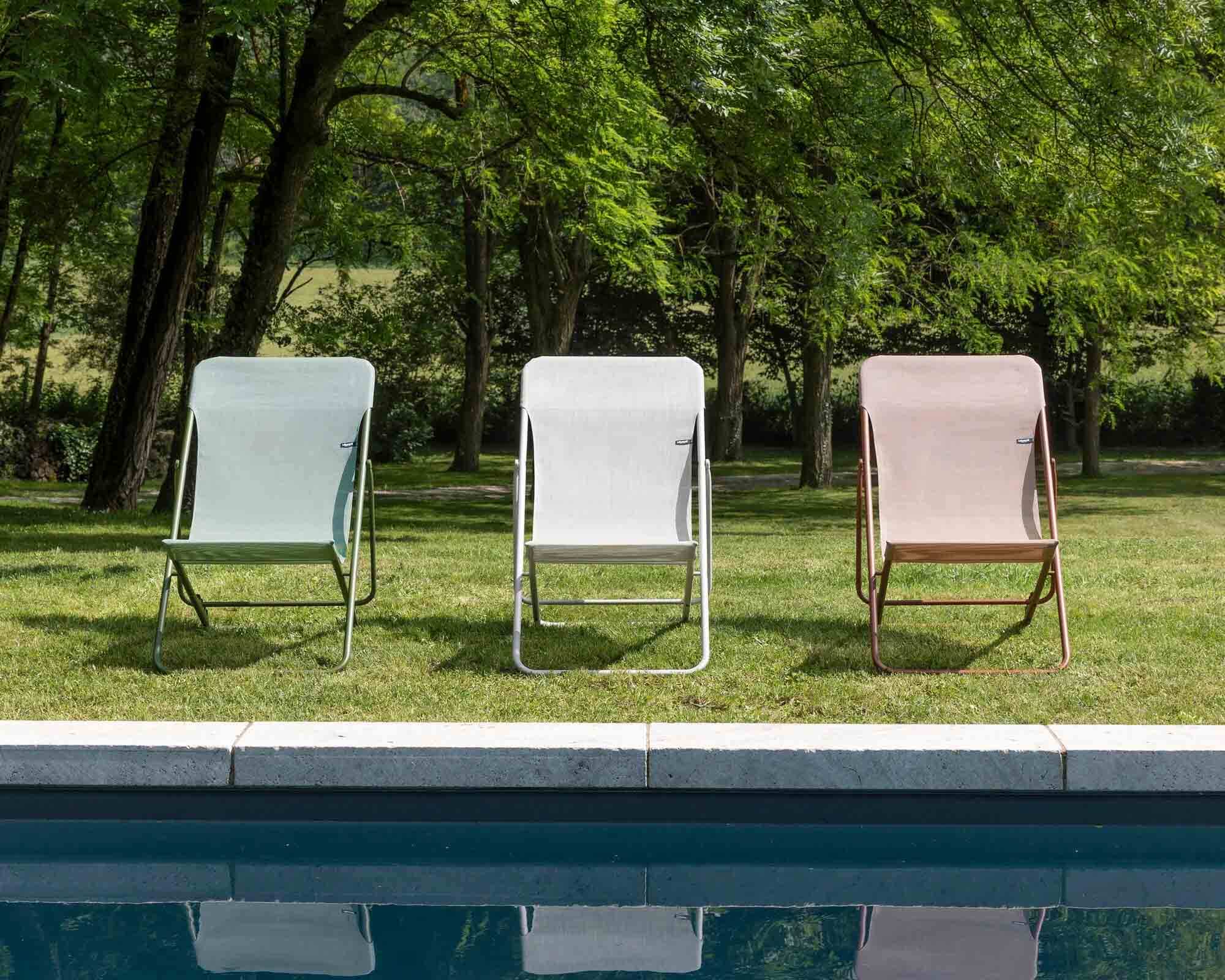 Sedia a Sdraio Pieghevole Multi-Posizione Maxi Transat Beige Seigle in Acciaio e Poliestere - laFuma - immagine 6