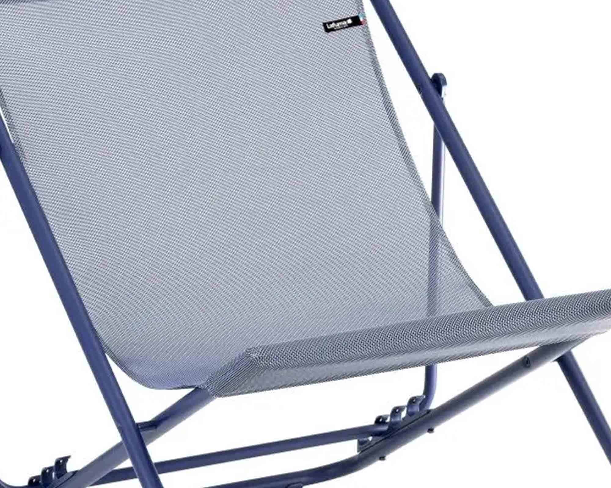Sedia a Sdraio Pieghevole Multi-Posizione Maxi Transat Indaco in Acciaio e Poliestere - laFuma - immagine 4