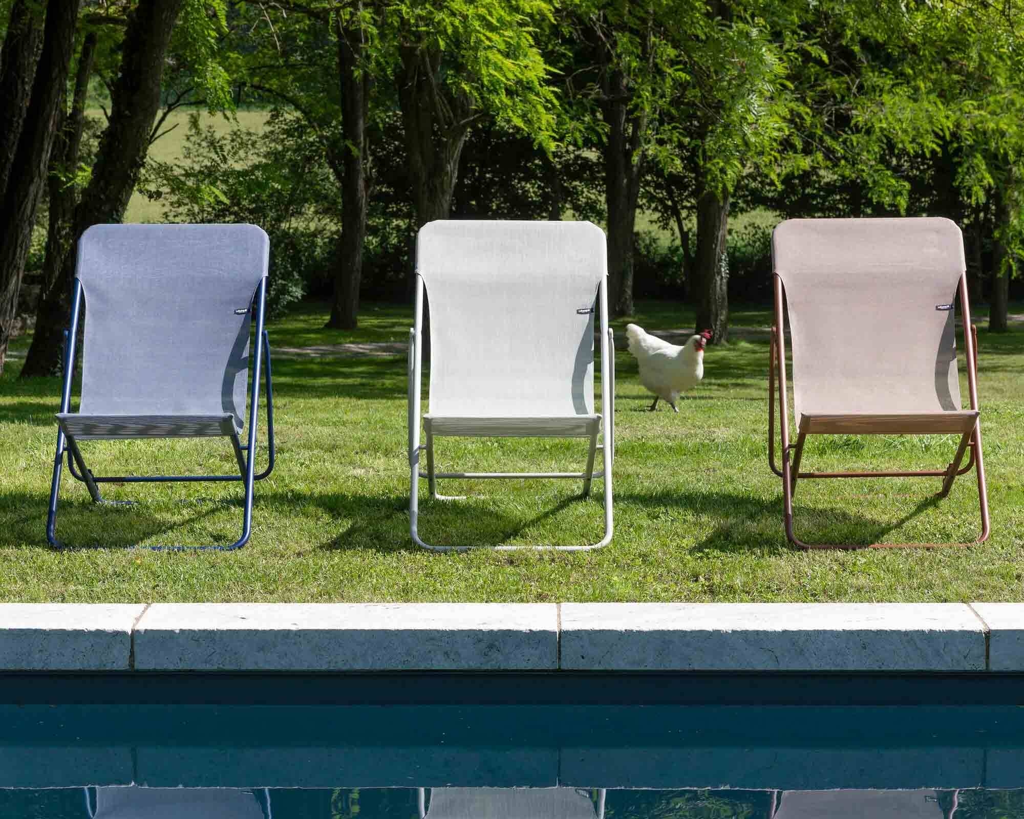 Sedia a Sdraio Pieghevole Multi-Posizione Maxi Transat Indaco in Acciaio e Poliestere - laFuma - immagine 6