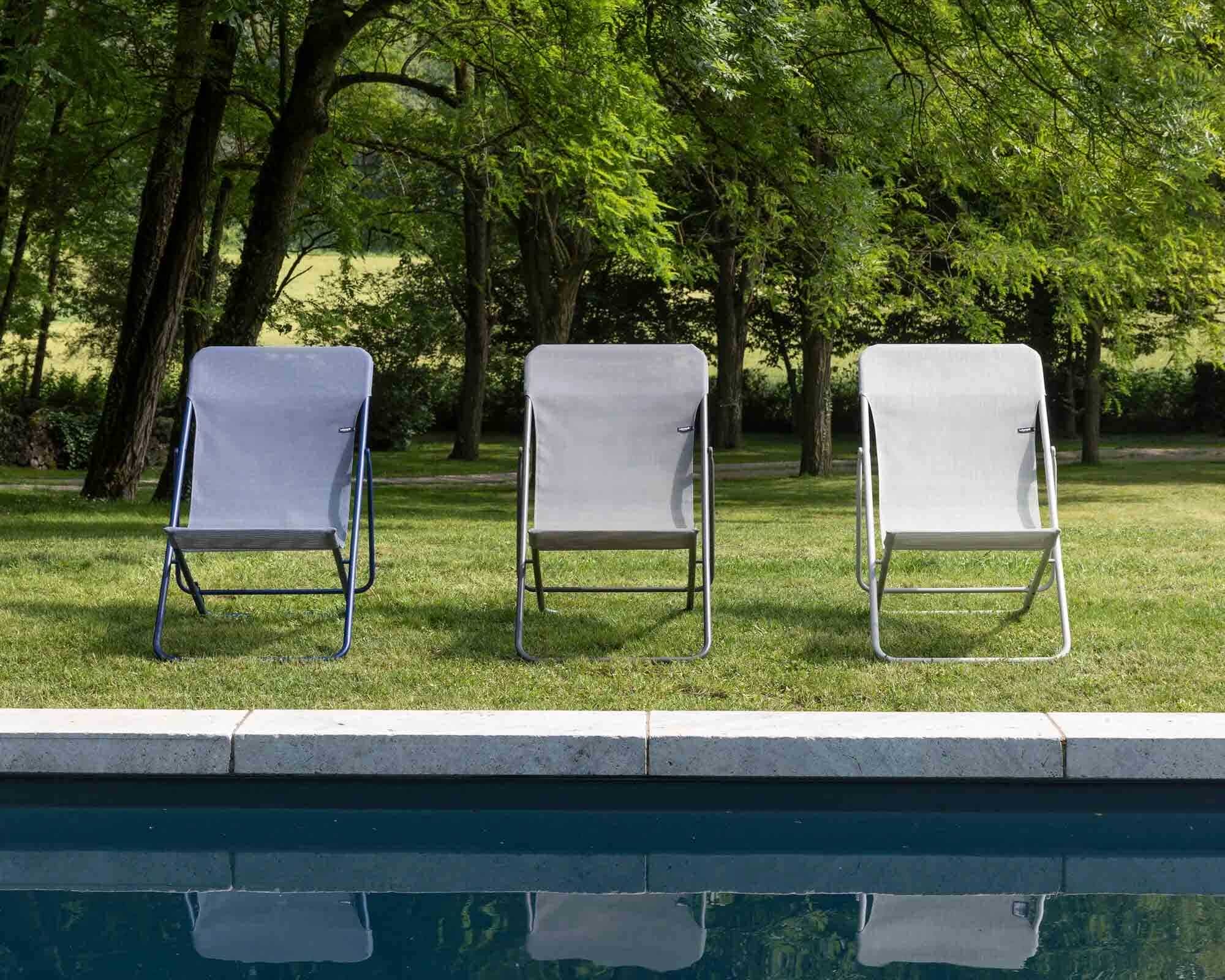 Sedia a Sdraio Pieghevole Multi-Posizione Maxi Transat Indaco in Acciaio e Poliestere - laFuma - immagine 7