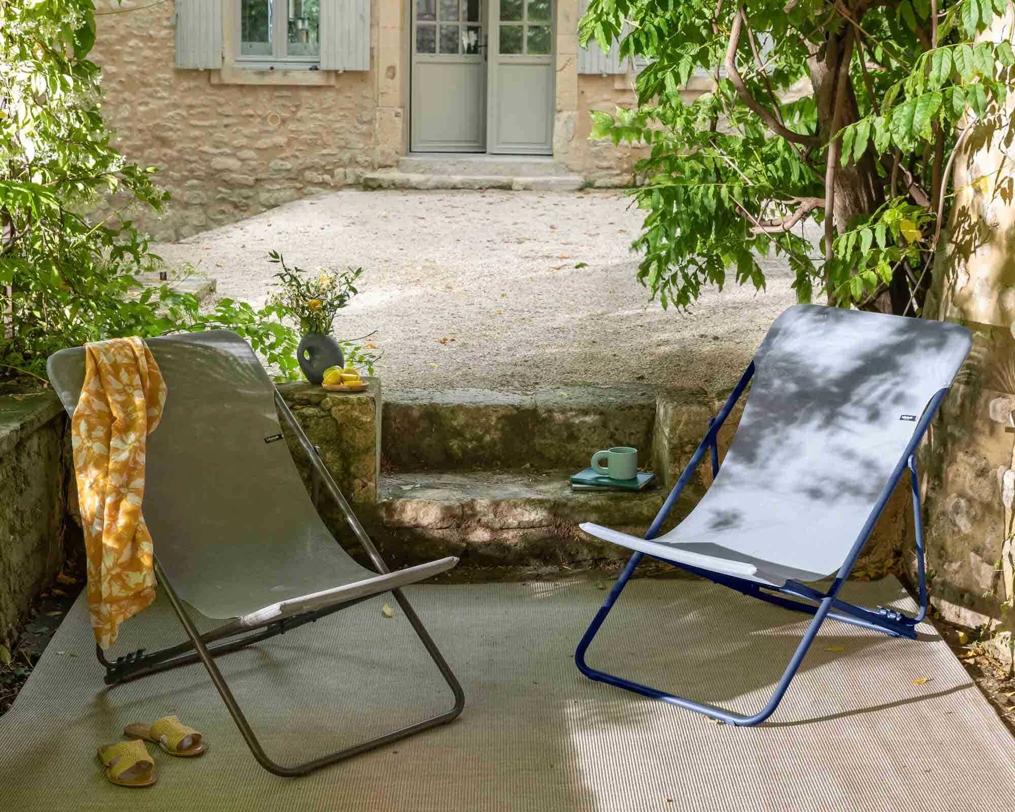 Sedia a Sdraio Pieghevole Multi-Posizione Maxi Transat Indaco in Acciaio e Poliestere - laFuma - immagine 8