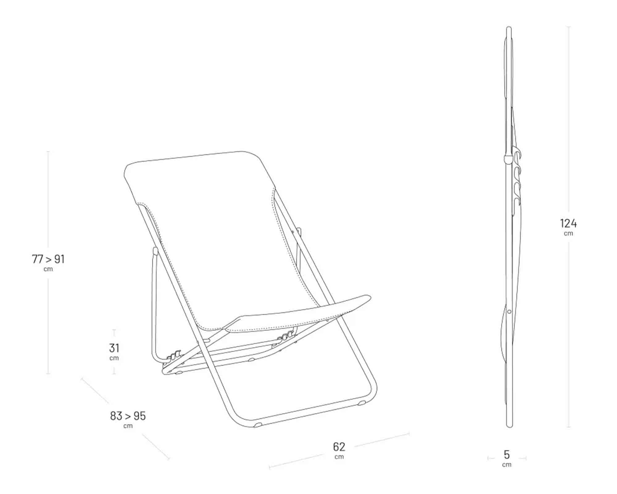 Sedia a Sdraio Pieghevole Multi-Posizione Maxi Transat Indaco in Acciaio e Poliestere - laFuma - immagine 5