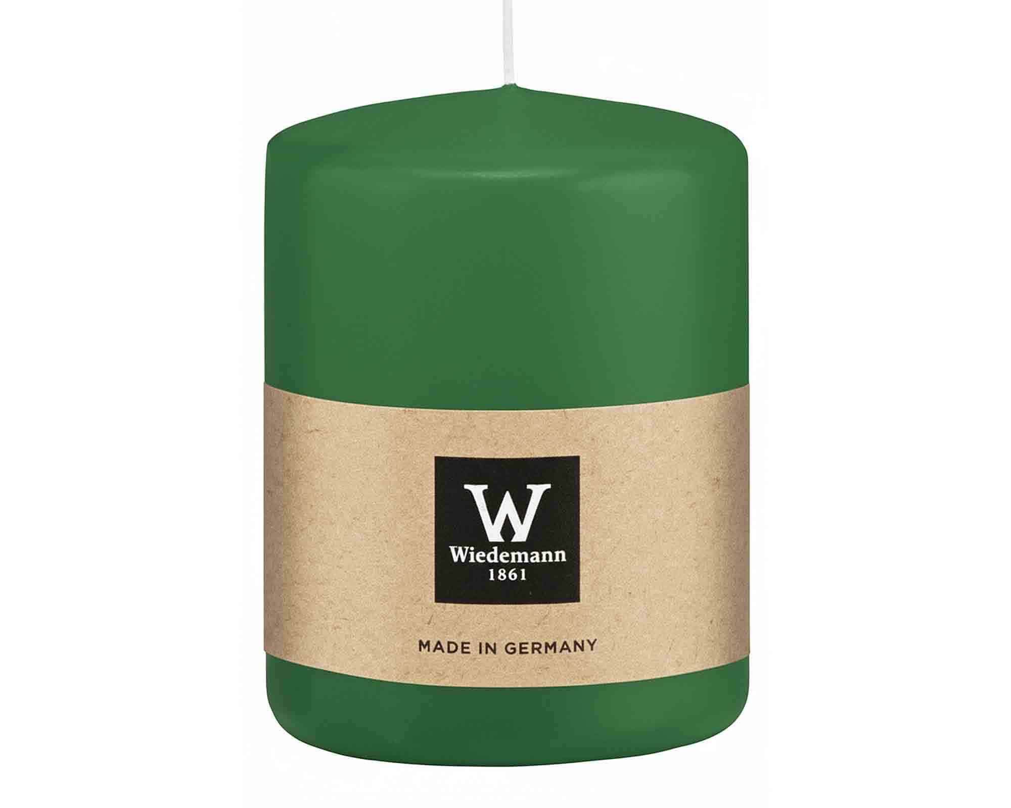 Candela a Testa Piatta a Immersione con Cellofan Verde Scuro D6x8cm in Cera - Wiedemann