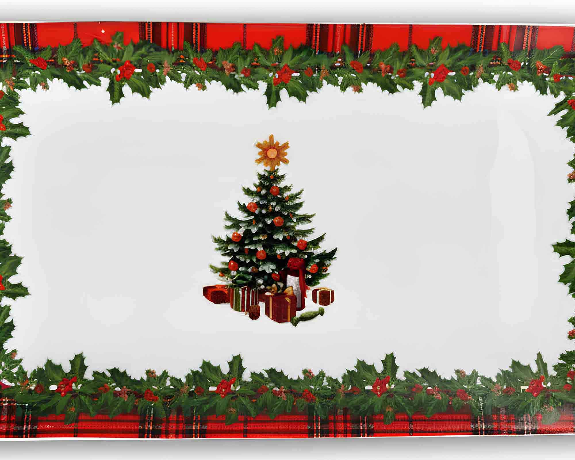 Vassoio Rettangolare Scozzese con Albero di Natale 27x16x6,5cm in Porcellana - Arca - immagine 3