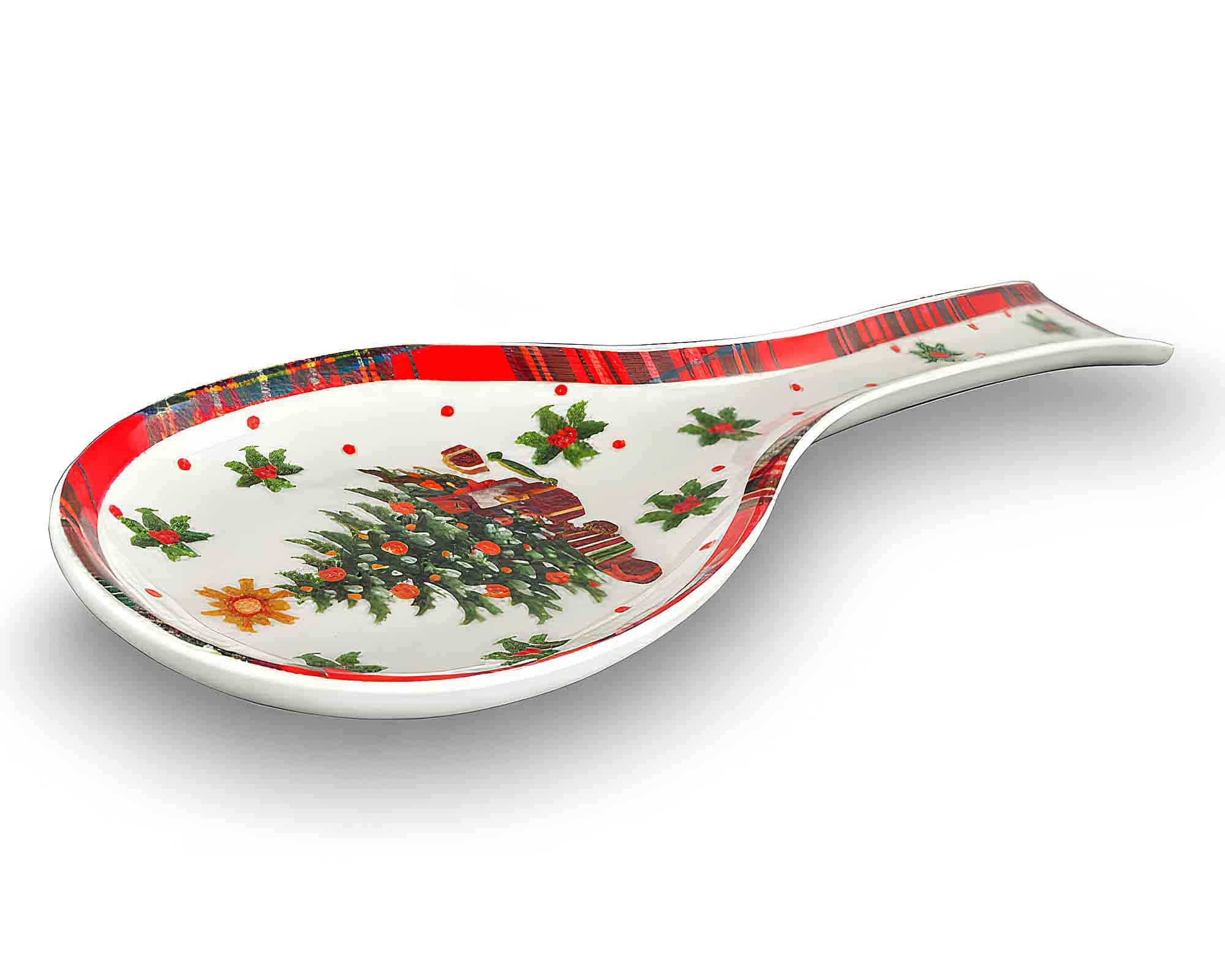 Poggiamestolo con Decorazione di Natale 29x11x2xm in Porcellana - Arca