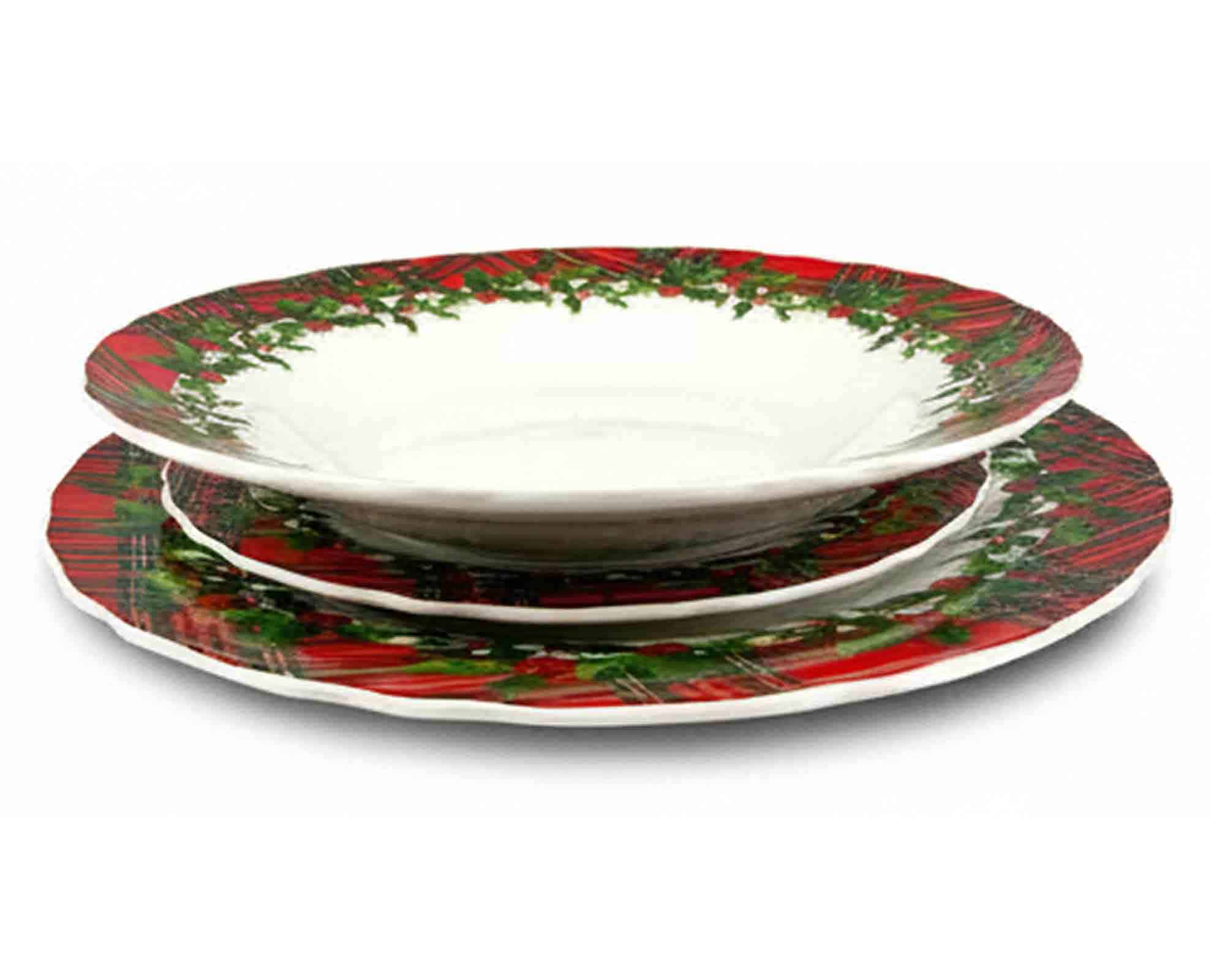 Set 18 Pz Servizio Piatti Scozzesi in Porcellana - Arca