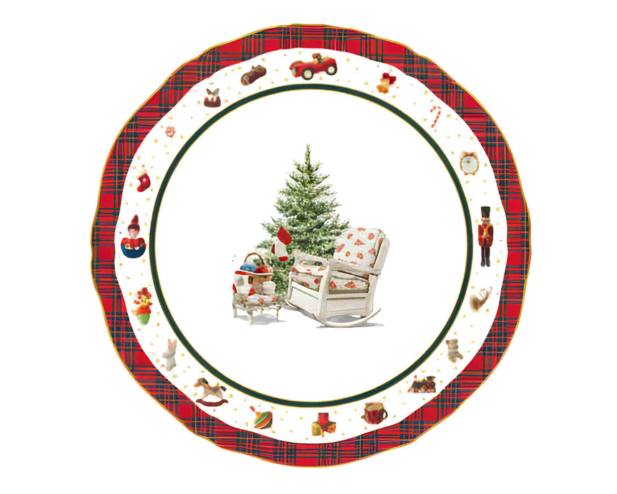 Alzata con Decorazioni Natalizie D32x8cm in Melamina - Arca - immagine 2