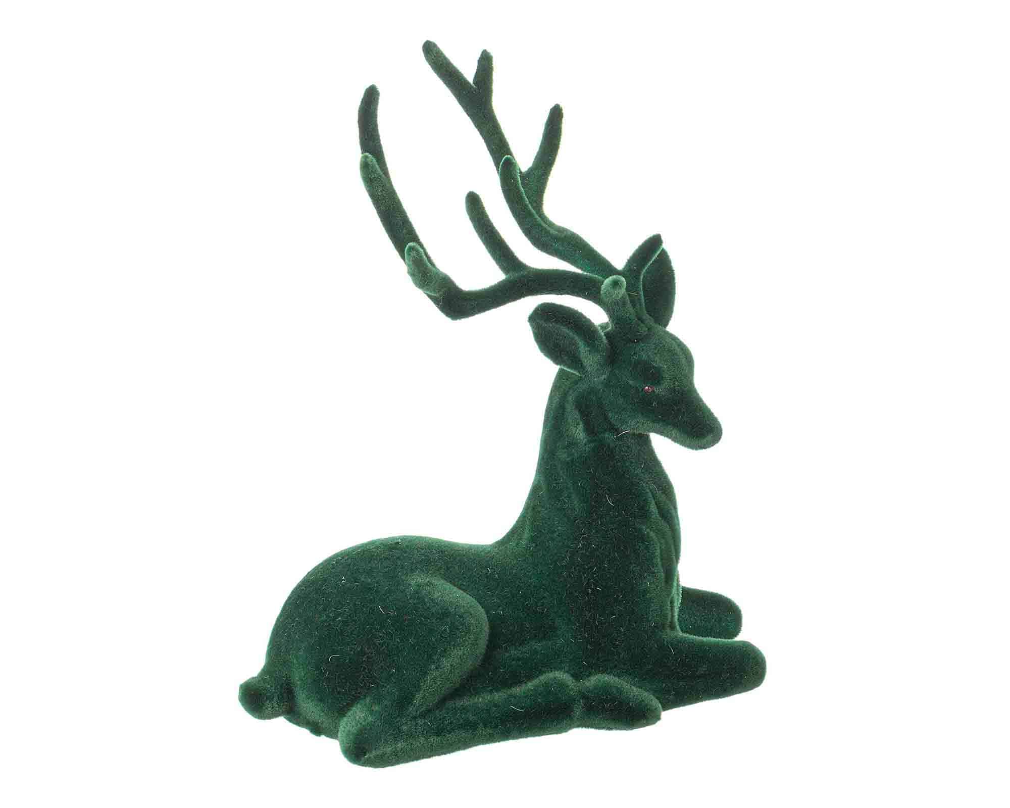 Decorazione Renna Serendipity Seduto Verde 20x9x23cm in Plastica - Bizzotto