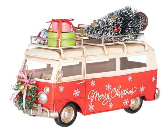 Decorazione Bus di Natale Jancis con Scritta Merry Christmas 26,5×11,5x18cm in Metallo – Bizzotto