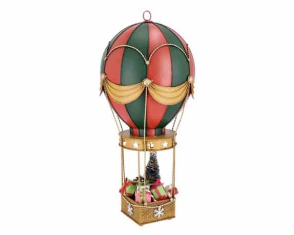 Decorazione Mongolfiera di Natale con Pino 66×24,5×24,5cm in Metallo – Bizzotto