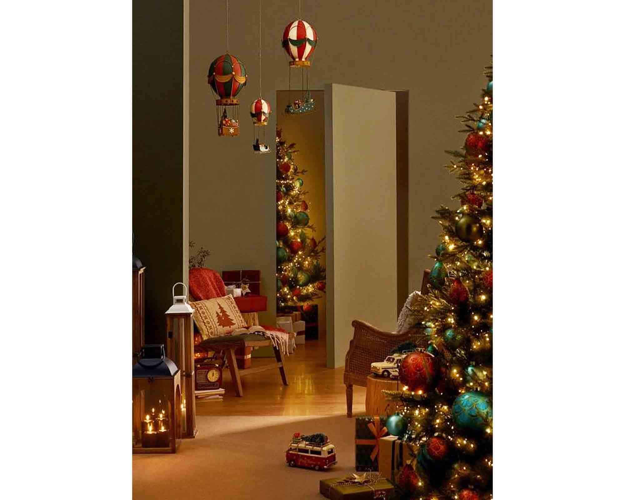 Decorazione Mongolfiera di Natale con Pino 66x24,5x24,5cm in Metallo - Bizzotto - immagine 3