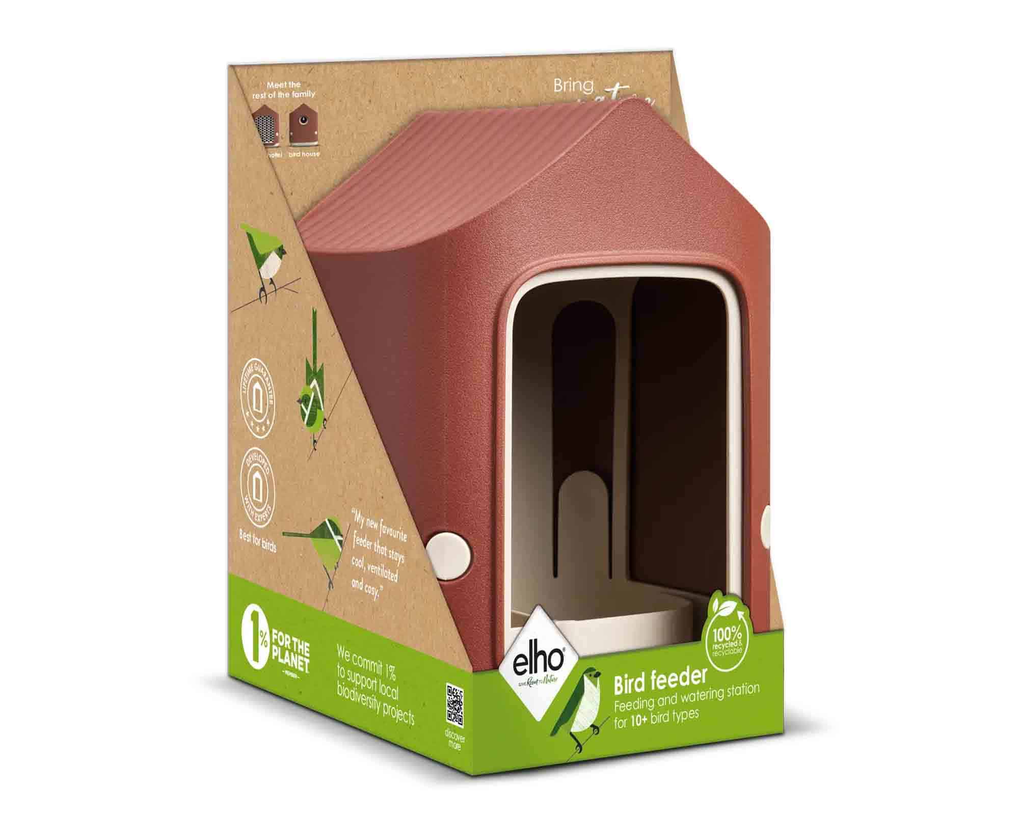 Casetta per Uccelli Tuscan Rosso 18x18x23cm in Plastica Riciclato - Elho - immagine 5