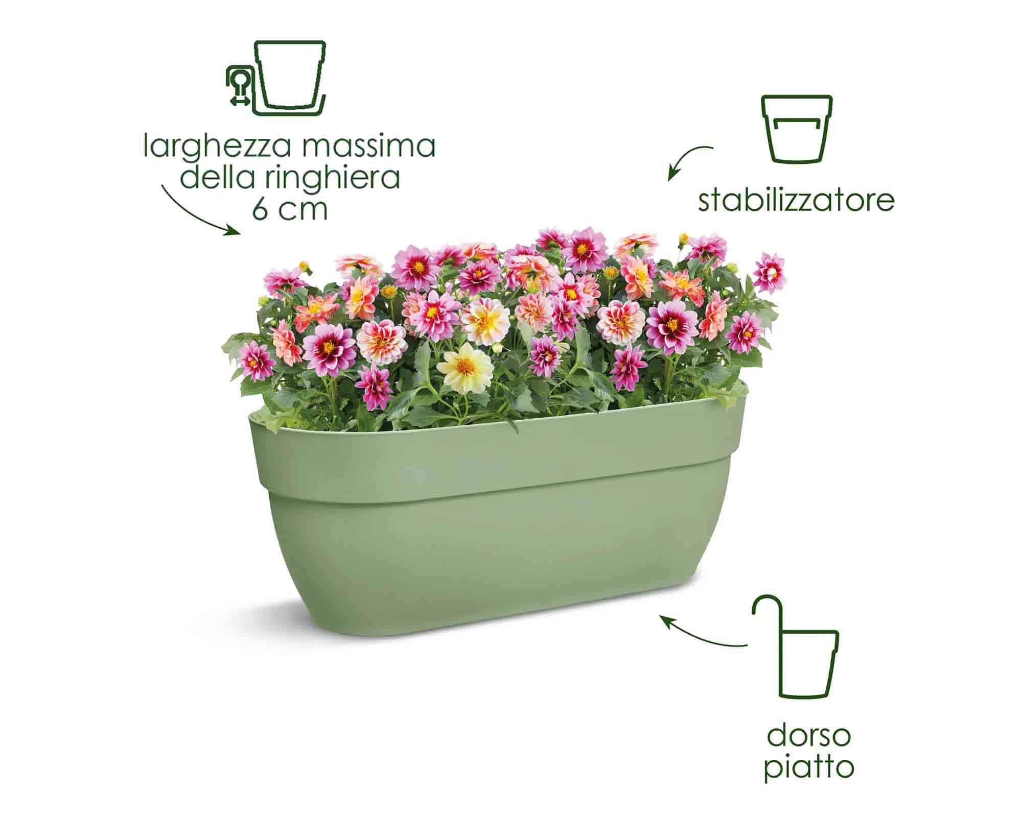 Balconetta Vibia Campana Easy Hanger Verde Pistacchio XL 58cm in Plastica Riciclato - Elho - immagine 12