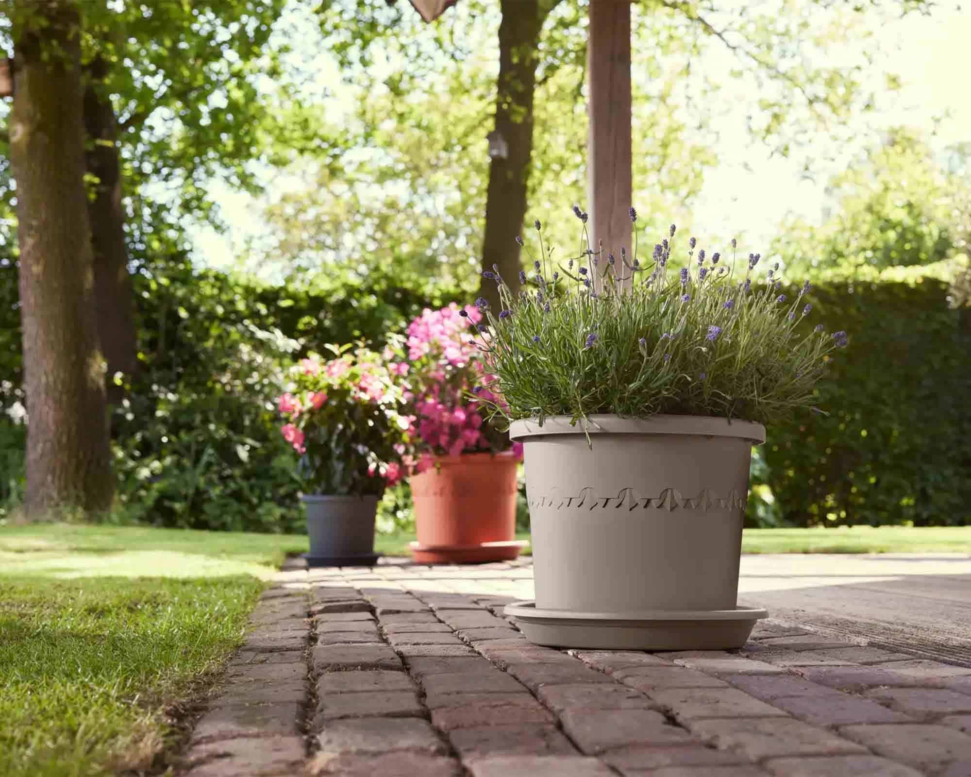 Vaso Cilindro Algarve Beige D58x48cm in Plastica Riciclata - Elho - immagine 8