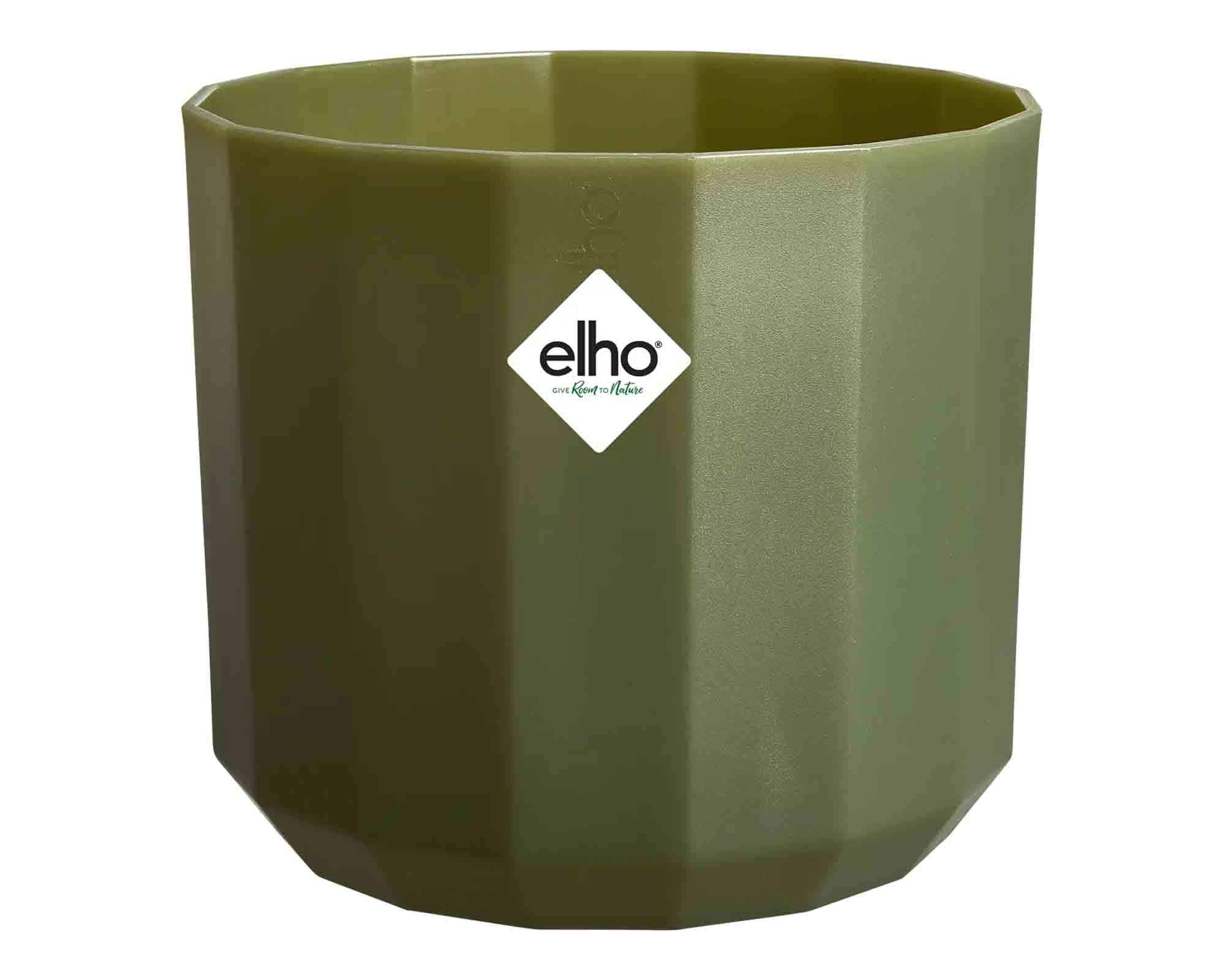 Cachepot Rotondo Facet Verde Foresta D17x15cm in Plastica Riciclato - Elho - immagine 2