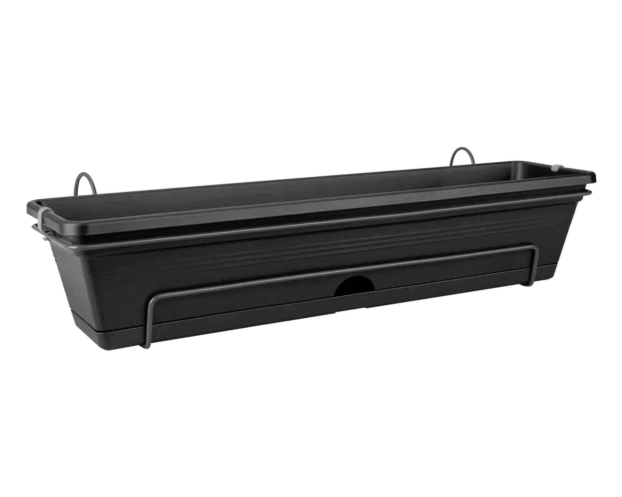Balconetta con Supporto Trough Allin Nero 70x26x17cm in Plastica Riciclato - Elho